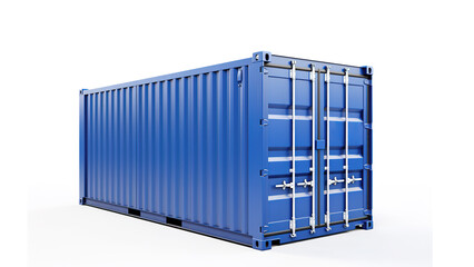 Blue shipping container isolated on white background