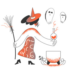 Witch with ghost potion