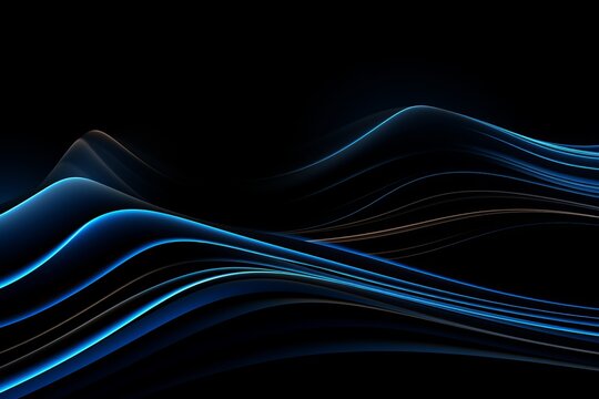 Abstract Blue Lines on Black Background