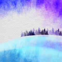 winter landscape with fir forests texture background