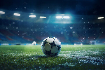 Naklejka premium soccer ball on the field
