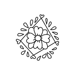 Hand drawn floral ornament. Vector illustration in doodles style. Isolate on a white background.