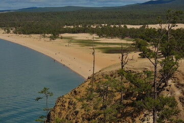 Sandy beaches of Olkhon island on Lake Baikal.