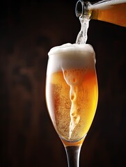 Beer getting poured into glass - obrazy, fototapety, plakaty