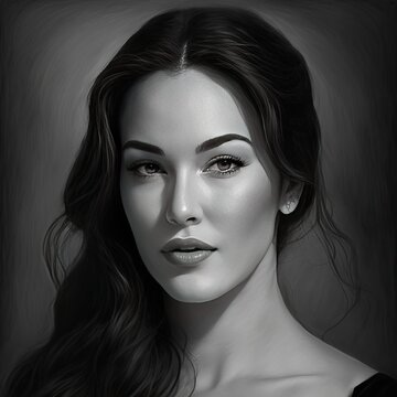 Portrait of a beautiful woman in black and white