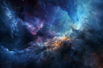 Meditative cosmos. Tranquil gas clouds drifting amidst stars and galaxies. Generative AI