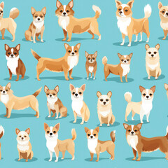 Chihuahuas dogs bread cute cartoon repeat pattern