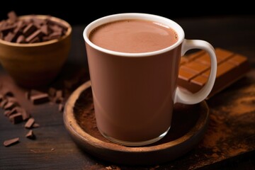 cropped coaster under a steaming cup of hot chocolate