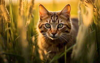 Obraz premium Photo of Cat in a grass field