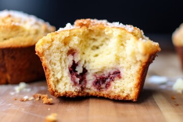 half-eaten muffin showing the inner texture