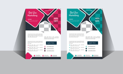 Professional Business Flyer in A4 With Colorful Business proposal, A4 page Background, Modern Layout, Geometric Shapes