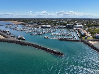Aerial view of Hervey Bay at Fraser Coast, Queensland, Australia - obrazy, fototapety, plakaty