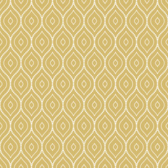 Seamless vector ornament. Modern wavy background. Geometric modern dotted golden and white pattern