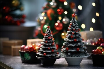 small decorations prepared for a mini christmas tree - obrazy, fototapety, plakaty