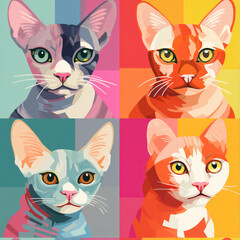 Devon Rex cats breed cute cartoon repeat pattern