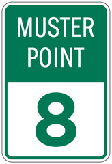 Muster point area sign
