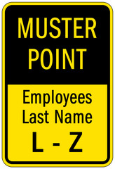 Muster point area sign