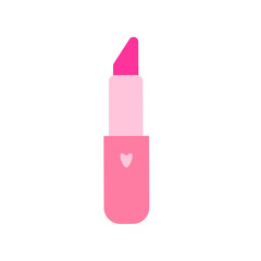 Pink lipstick. Cute pink icon. Vector illustration.