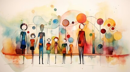 Family members, group of people abstract illustration 