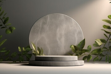 Stone podium stage mockup environment for product presentation with shadow effect