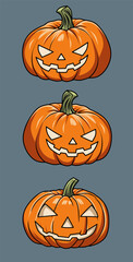 Vector of various Jack o Lantern pumpkin faces