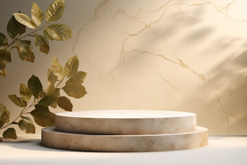 Stone podium stage mockup environment for product presentation with shadow effect