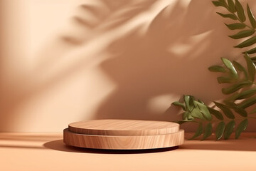 Wooden podium stage mockup for product presentation