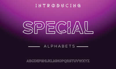 Special Modern abstract outline font and alphabet. Geometric technology font. Modern design letters and numbers. Simple font for logo, apps or web.