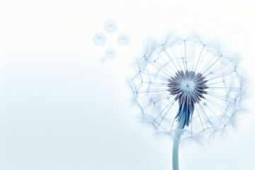 Light blue dandelion in a white background. Generative AI