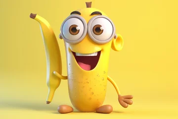 Abwaschbare Fototapete Adorable banana juice character - animated food character. Generative AI © Freddie