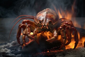 cook crustacean over open flames. Generative AI - obrazy, fototapety, plakaty