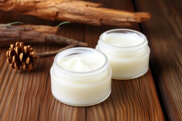 Obraz na płótnie Canvas tubes of mens moisturizing cream on a wooden table