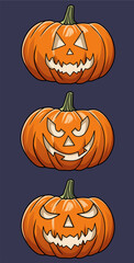 Vector of various Jack o Lantern pumpkin faces