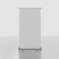 Roll up banner different angles isolated on a white background. 3D illustration. Size (120 by 200) cm 