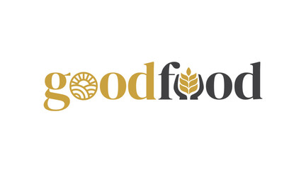 combination wordmark and iconography for healthy food, organic meals, good food logo design. simple, modern, classic