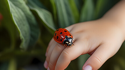 ladybird on a finger