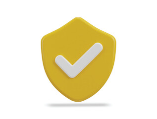 Right mark with protect shield 3d verified icon