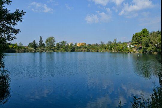 Small lake of a spa town in the province of Benevento, Italy