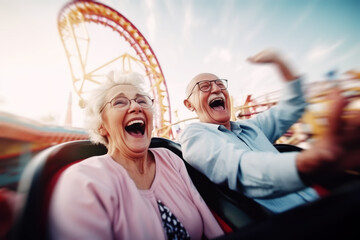 Old couple having fun on a folk festival