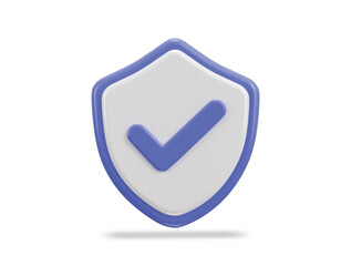 Right mark with protect shield 3d verified icon