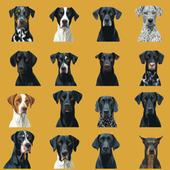Obraz premium German Shorthaired Pointers dogs breed cute cartoon repeat pattern