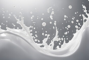 White milk wave splash with splatters and drops Ai Cutout on transparent