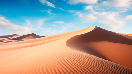 Fototapeta na wymiar Wavy sand dunes of desert