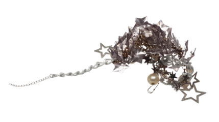 Crystal jewel bead style necklet fly in air. Crystal Jewelry bead necklace as gemstone for fashion ornament decorative items. Fashion ornament necklace to add more style. White background isolated