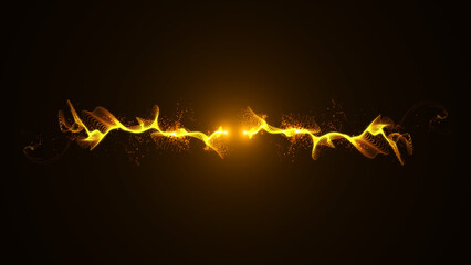 Fire comet light flying in circle. Shining lights in motion with small particles. Ring of fire, Plasma ring on a dark background. Abstract background. 3D rendering,