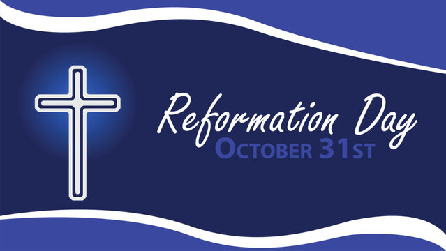 Reformation Day vector banner design with geometric shapes and vibrant colors on a horizontal background. Happy National Reformation Day modern minimal poster.