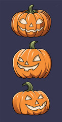 Vector of various Jack o lantern Pumpkin faces Part 2