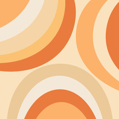 Abstract retro style illustration with colorful (beige, brown, orange, coffee color) arches decoration on pastel background - 663819192
