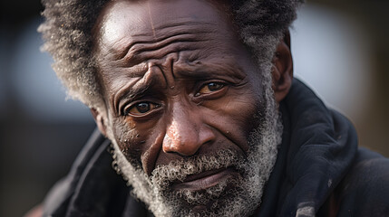 Obraz premium Sad man old, created by generative AI technology