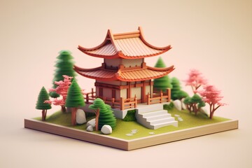 木造の神社・お社（3D）

